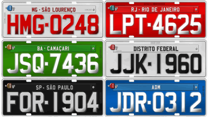 Placas de Automóvel Existentes no Brasil Placas de Automóvel Existentes no Brasil